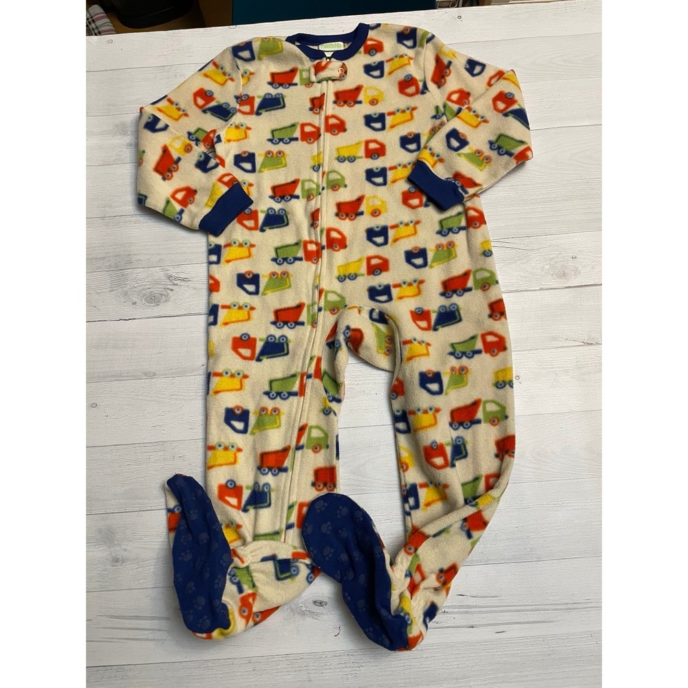 Snicklefritz Kids Fleece footed pajamas truck print size 5